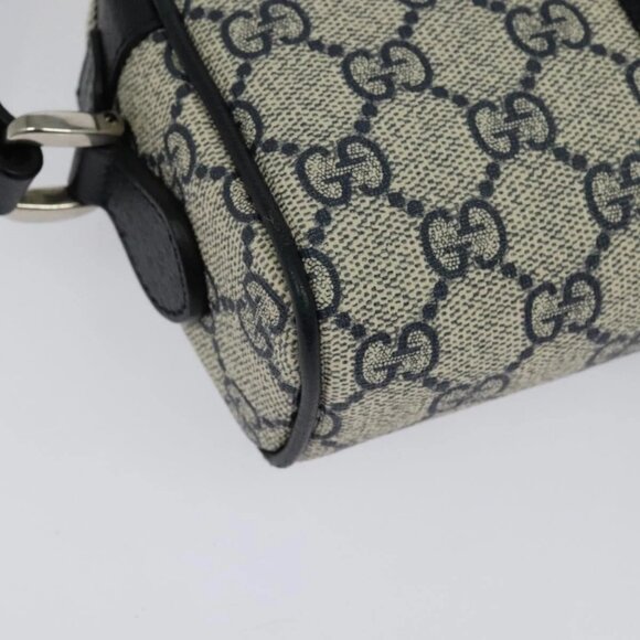 GUCCI GG Supreme Sherry Line Shoulder Bag PVC Navy Red Auth 135549 - Picture 5 of 16